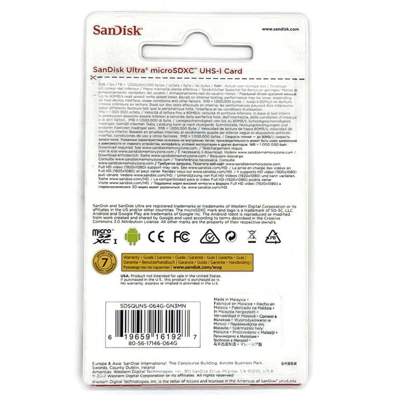 Sandisk Micro SD Card Ultra Memory Card 64GB - Ensight Automotive Solutions -